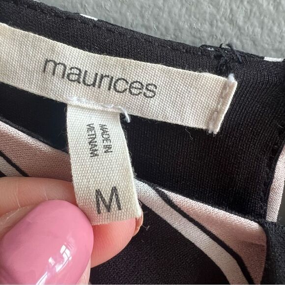 Maurices Stripe Print Maxi Dress Pink Black White Chevron Spaghetti Strap Medium - Picture 4 of 13